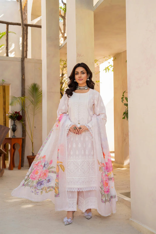Dusty Peach Heavy Embroidered Pure Cotton Suit with Matte Thread Work