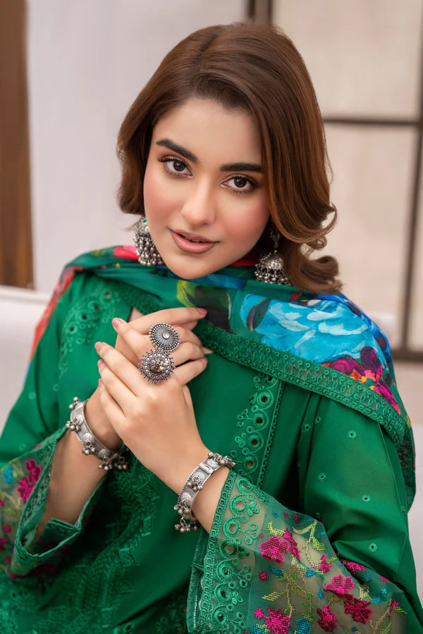 Pine Green Pure Cotton Chikankari Lawn Suit