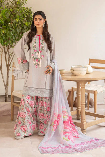 Cloud Grey Embroidered Farshi Shalwar Suit