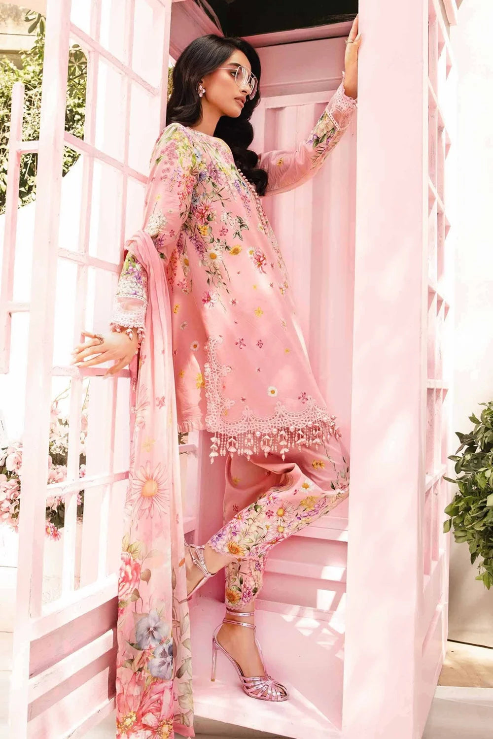 Pastel Pink Pure Lawn Suit with Chiffon Dupatta