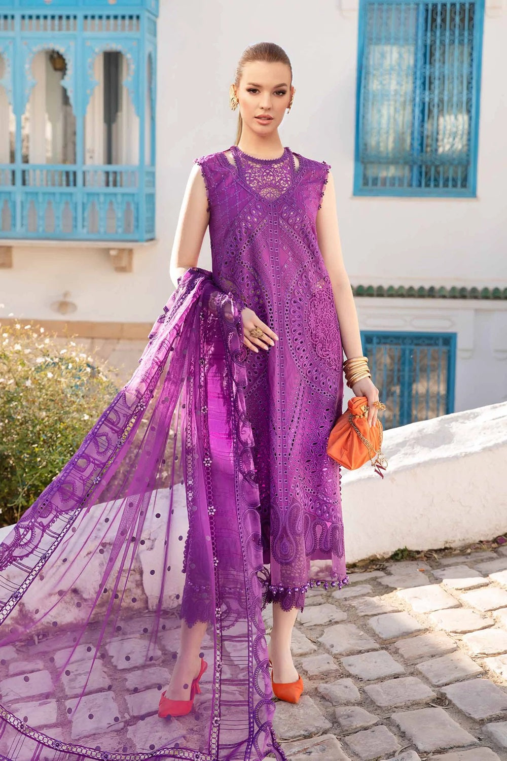 Purple Chikankari Lawn Suit