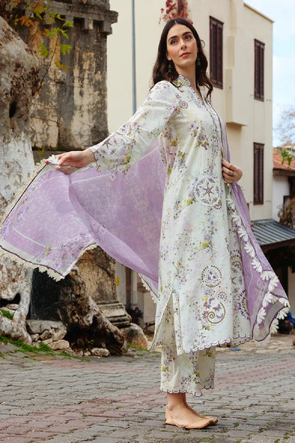 Purple Floral Chikankari Lawn Suit