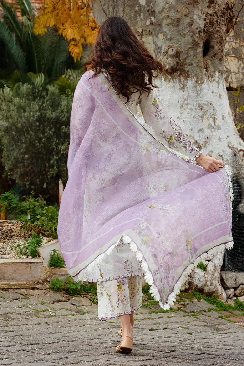 Purple Floral Chikankari Lawn Suit