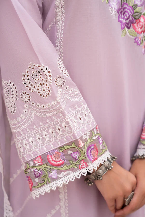 Pastel Purple Angrakha-Style Cotton Chikankari Suit