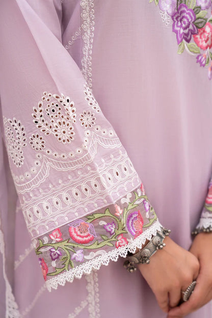 Pastel Purple Angrakha-Style Cotton Chikankari Suit