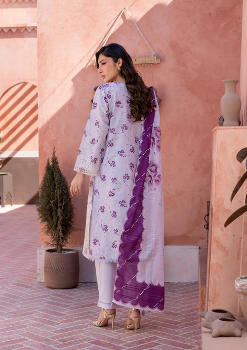 Purple Taupe Printed Chikankari Lawn Kurta Set with Dupatta
