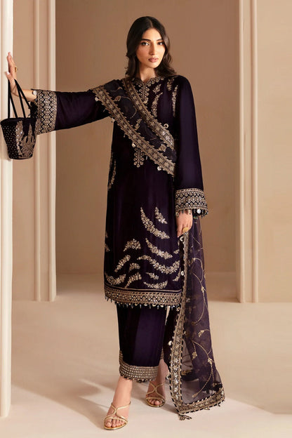 Purple Pure Micro Velvet Embroidered Suit