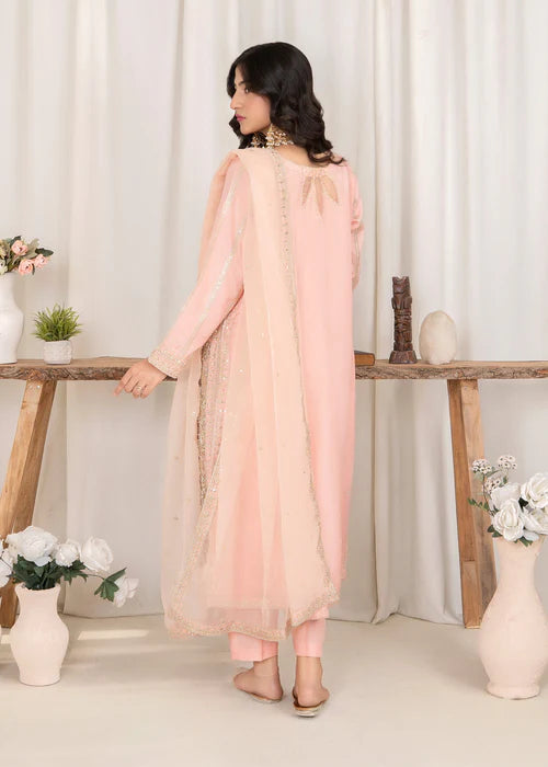 Blush pink Hand Embellished Korean Raw Silk Suit