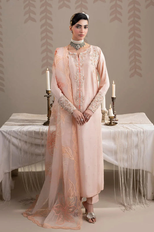 Raw Silk Embellished Pink Suit