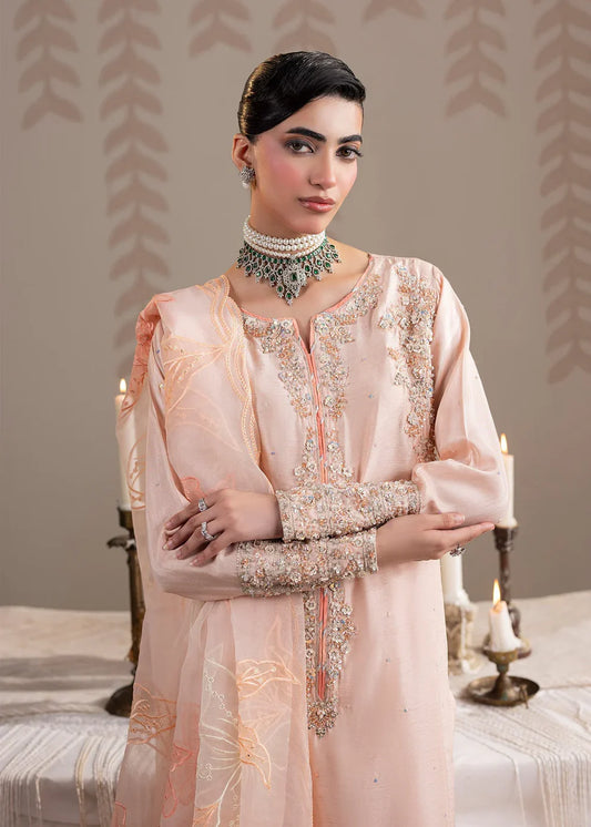 Raw Silk Embellished Pink Suit