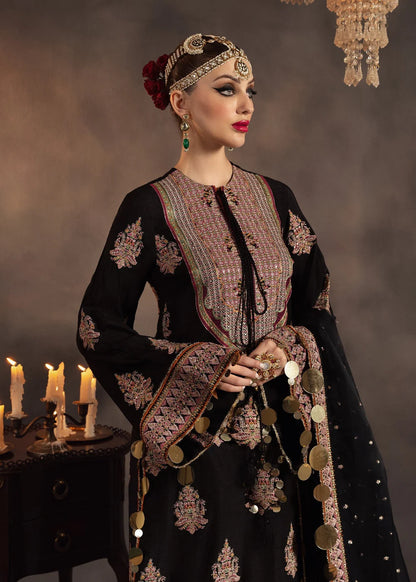 Black Raw Silk Embroidered Suit