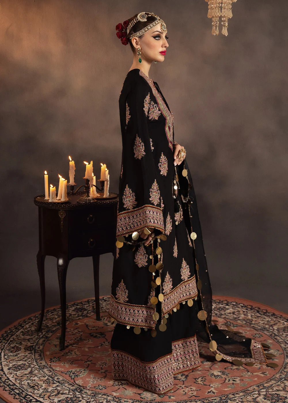 Black Raw Silk Embroidered Suit