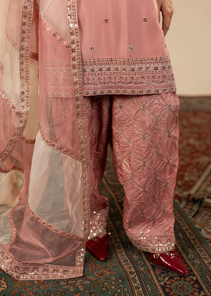 Tea Pink Raw Silk Farshi Shalwar Suit
