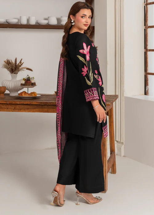 Black Embroidered Lawn Kurta Set with Dupatta