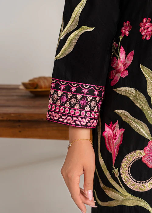 Black Embroidered Lawn Kurta Set with Dupatta