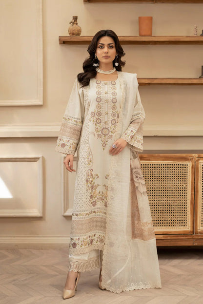 Champagne Cream Heavy Embroidered Chikankari Suit with Long Shirt