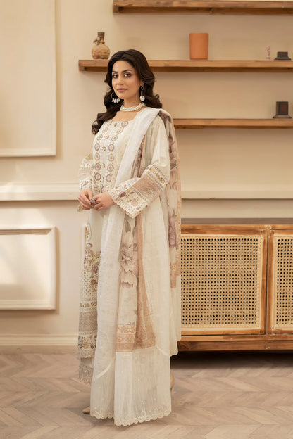 Champagne Cream Heavy Embroidered Chikankari Suit with Long Shirt