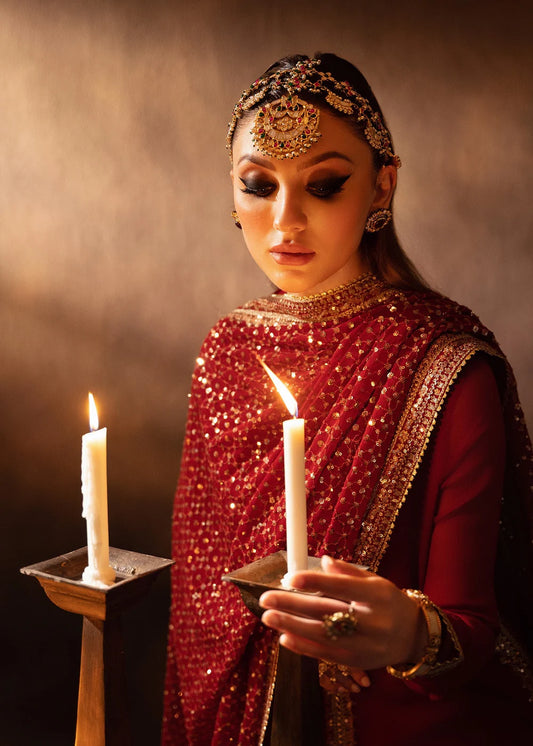 Red Chiffon Sequins Embroidered Sharara
