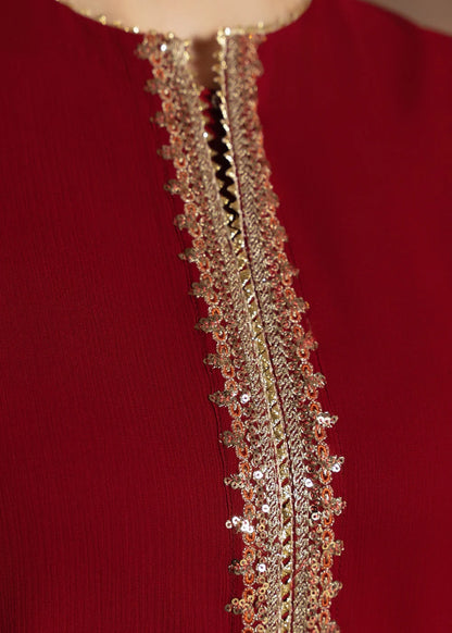 Red Chiffon Sequins Embroidered Sharara Size Large