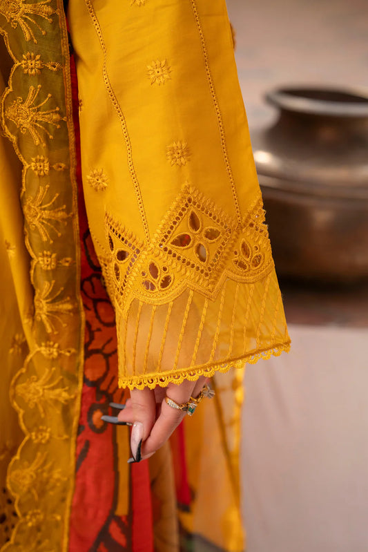 Mustard Yellow Chikankari Embroidered Pure Lawn Suit