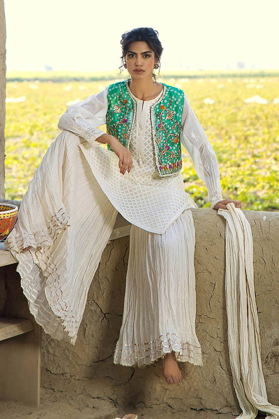 Handmade Jacket Style Suit with Gharara