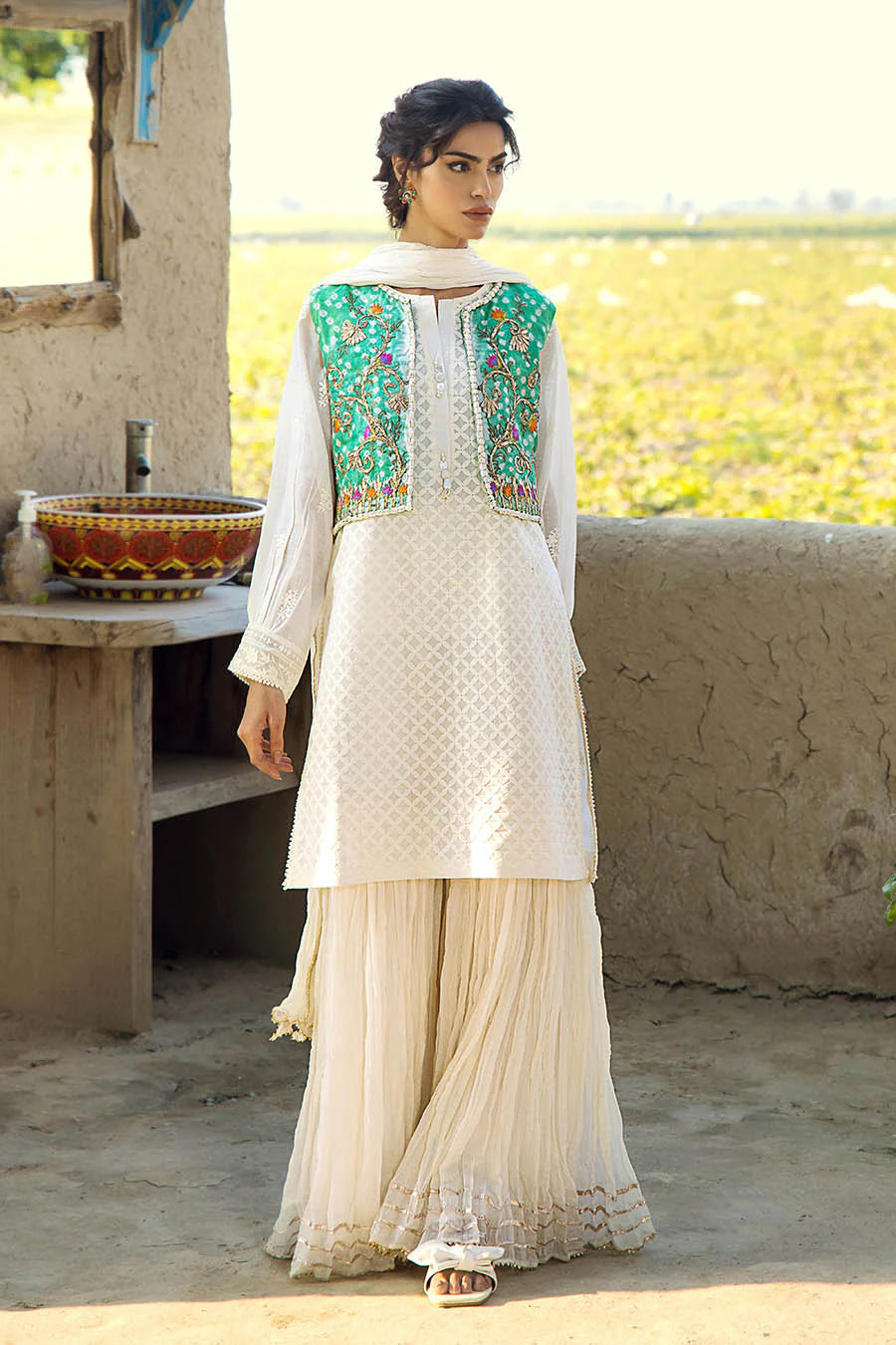 Handmade Jacket Style Suit with Gharara