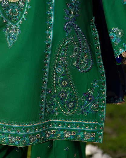 Dark Green Pure Cotton Farshi Shalwar Suit