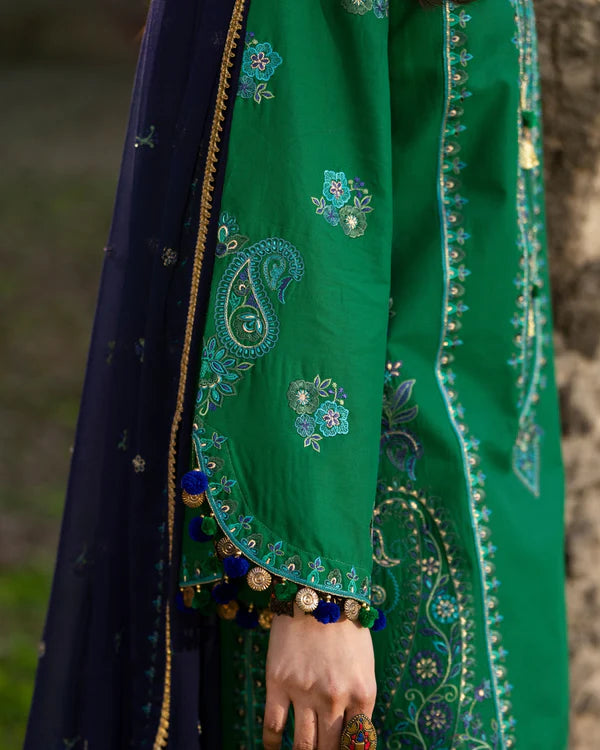 Dark Green Pure Cotton Farshi Shalwar Suit