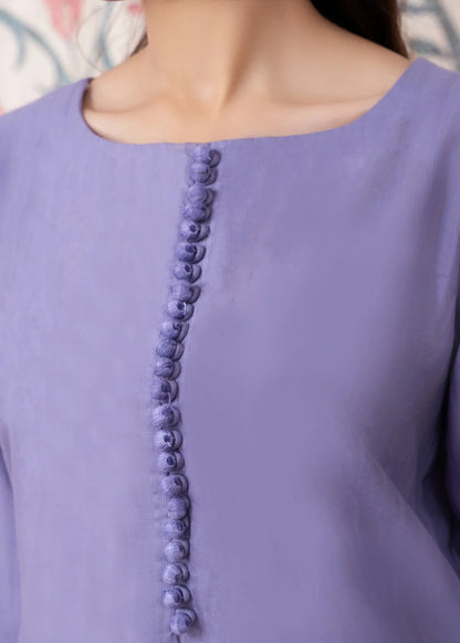 Lilac Long Kurta Set with Applique Work