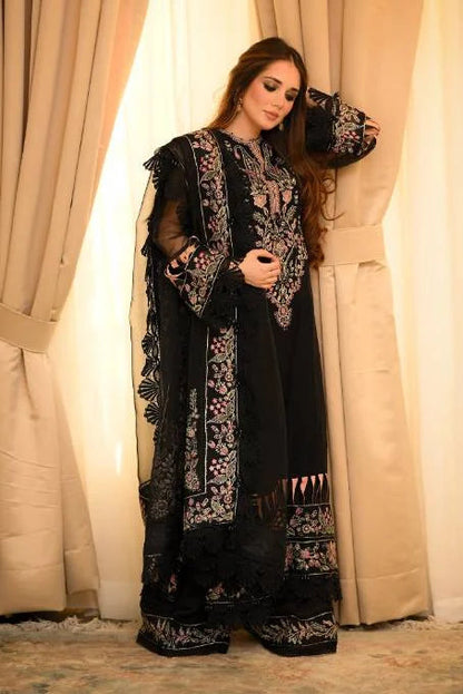 Black Embroidered Organza Suit