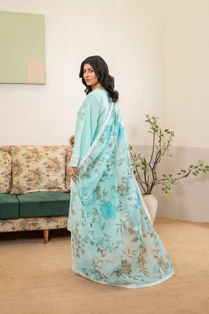 Soft Blue Pure Cotton Chikankari Suit