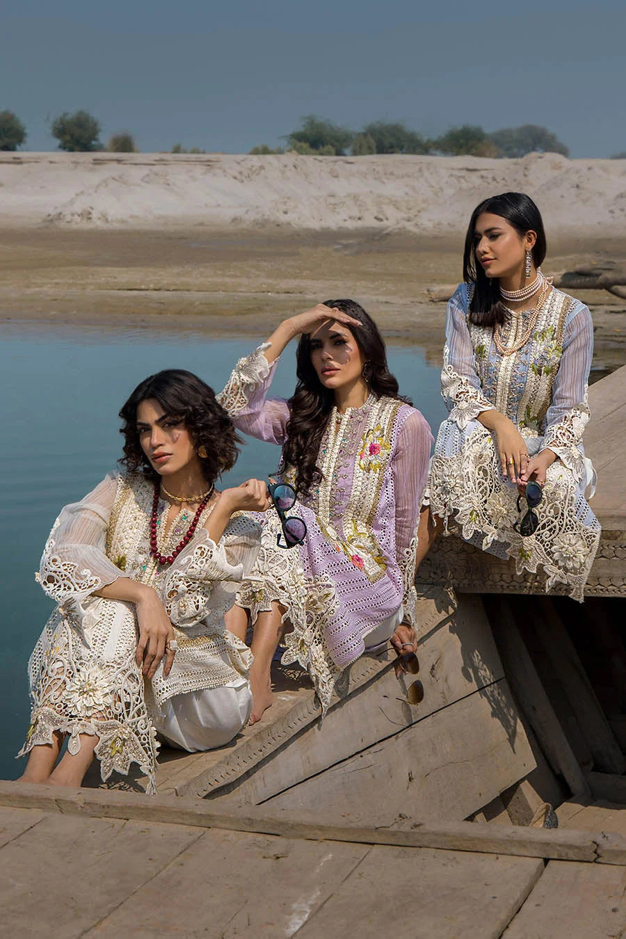 3D & Crochet Hand Embroidered Cotton Chikankari Suit