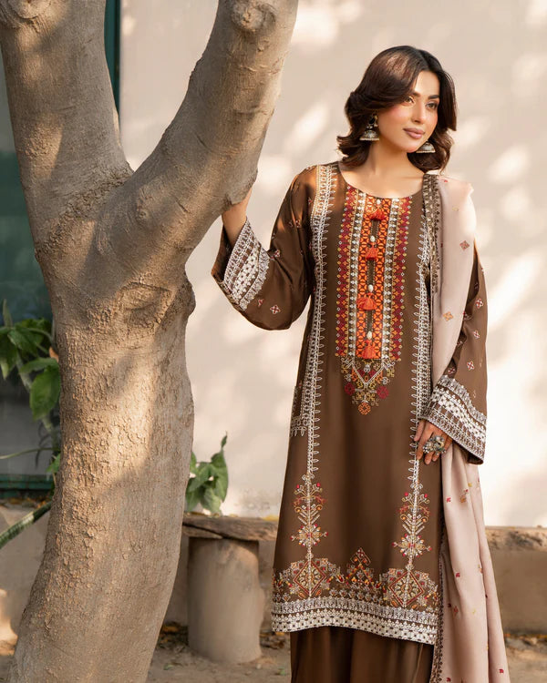 Camel Brown Kotrai Suit with Multi-Thread Work