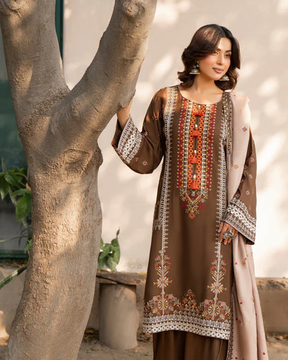 Camel Brown Kotrai Suit with Multi-Thread Work
