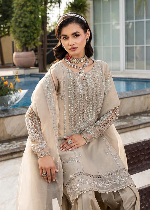 Beige Farshi Shalwar Suit with Light Embellishments