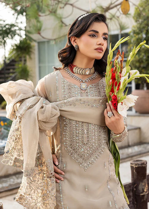 Beige Farshi Shalwar Suit with Light Embellishments