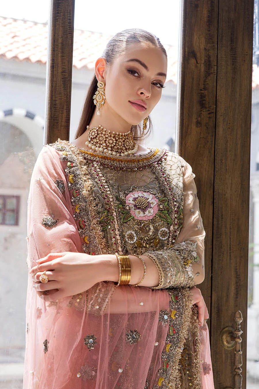 Hand Embroidered Pure Maysuri Sharara