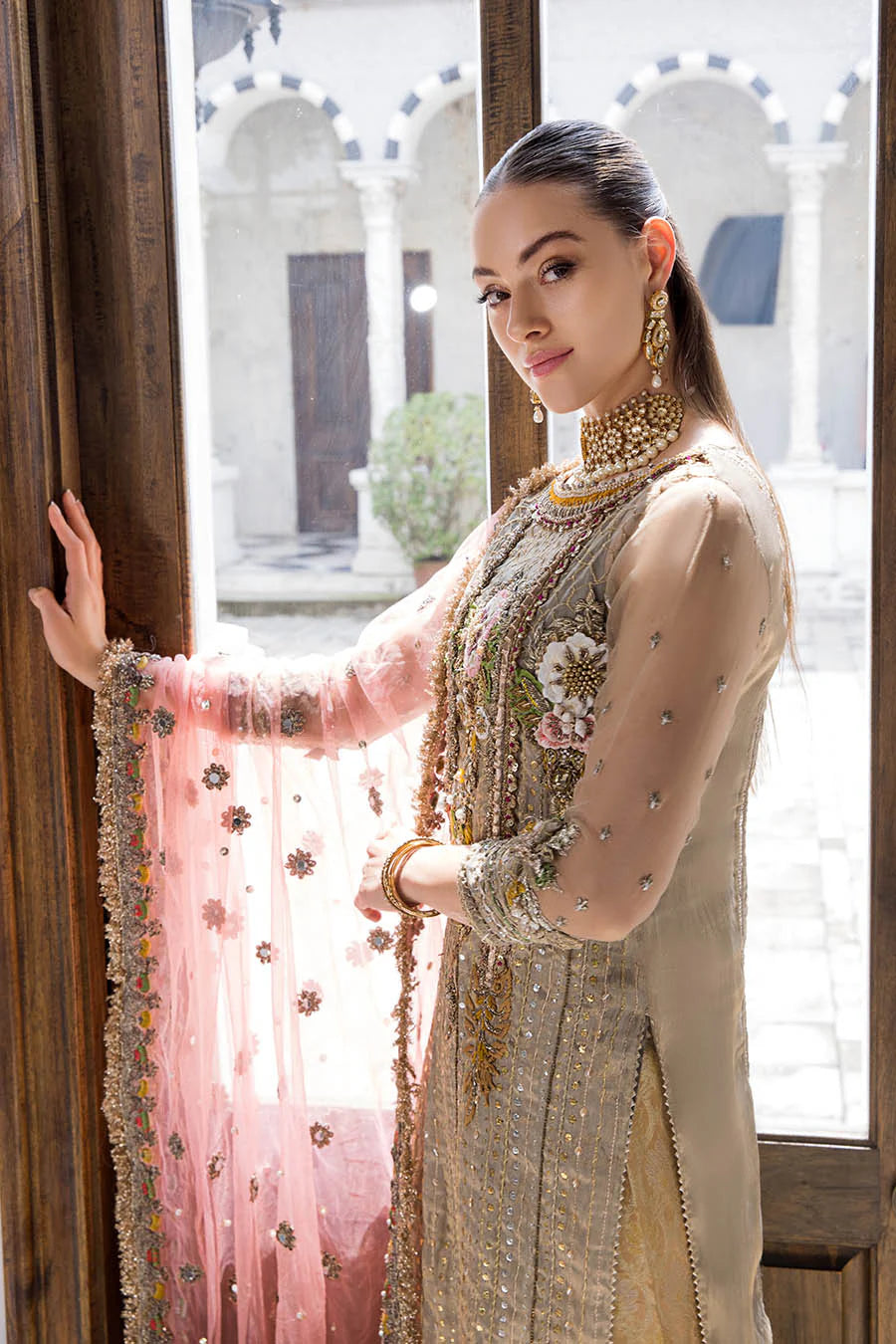 Hand Embroidered Pure Maysuri Sharara
