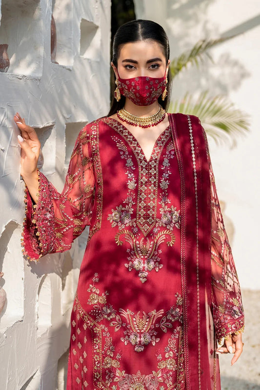 Red Handmade Pure Chiffon Suit