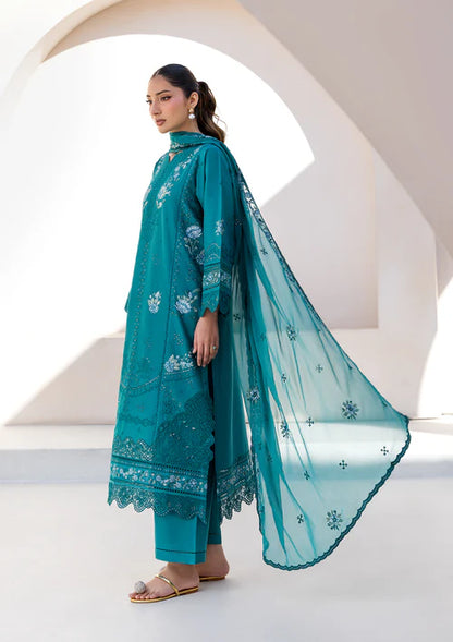 Sea Green Embroidered Luxury Lawn Suit with Chiffon Dupatta