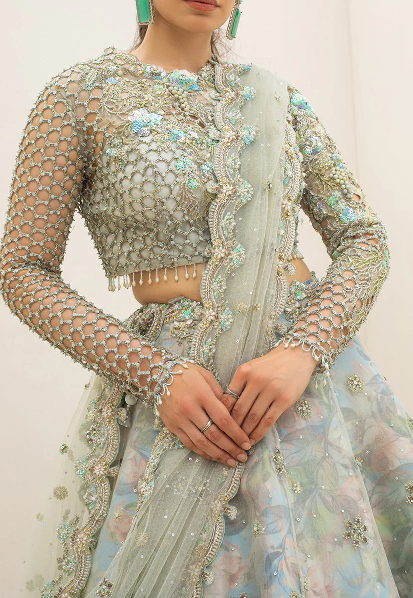 Sea Green Wedding & Bridal Lehenga Choli / Anarkali Maxi