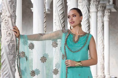 Sea Green Sharara Suit with Hand Work