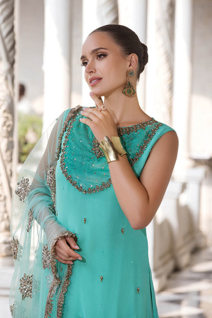 Sea Green Sharara Suit with Hand Work