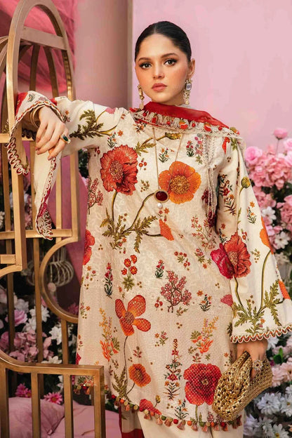 Sequins Embroidered Lawn Suit with Chiffon Dupatta