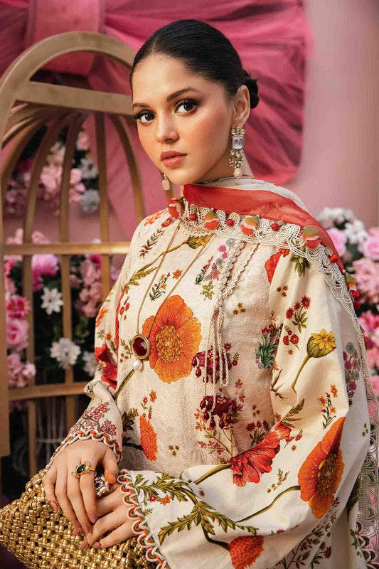 Sequins Embroidered Lawn Suit with Chiffon Dupatta