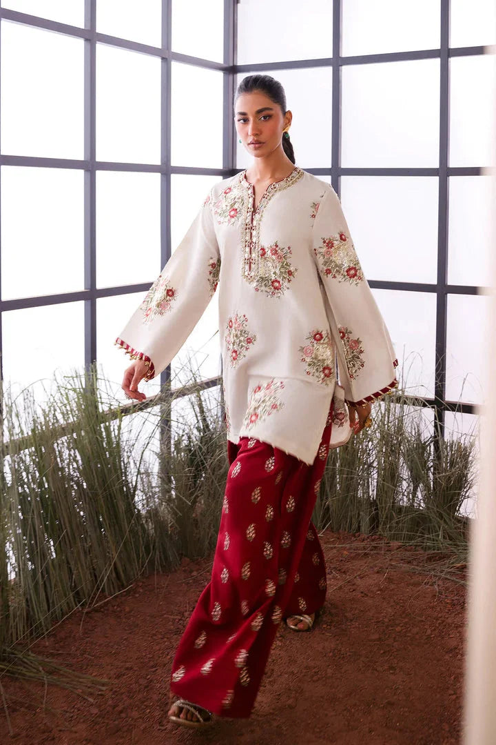 White Pure Silk Sequins Embroidered Suit with Dupatta