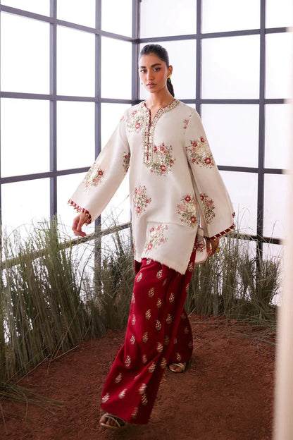White Pure Silk Sequins Embroidered Suit with Dupatta