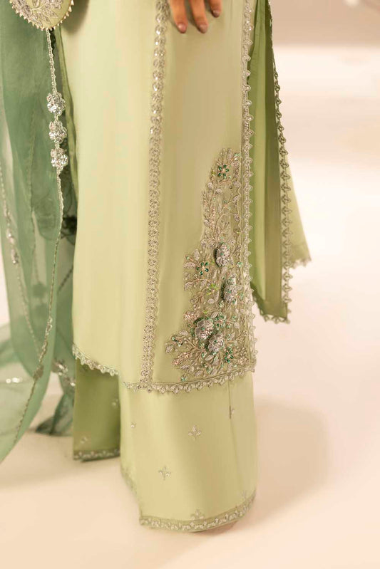 Mint Green Hand Embellished & Embroidered Raw Silk Suit with Potil