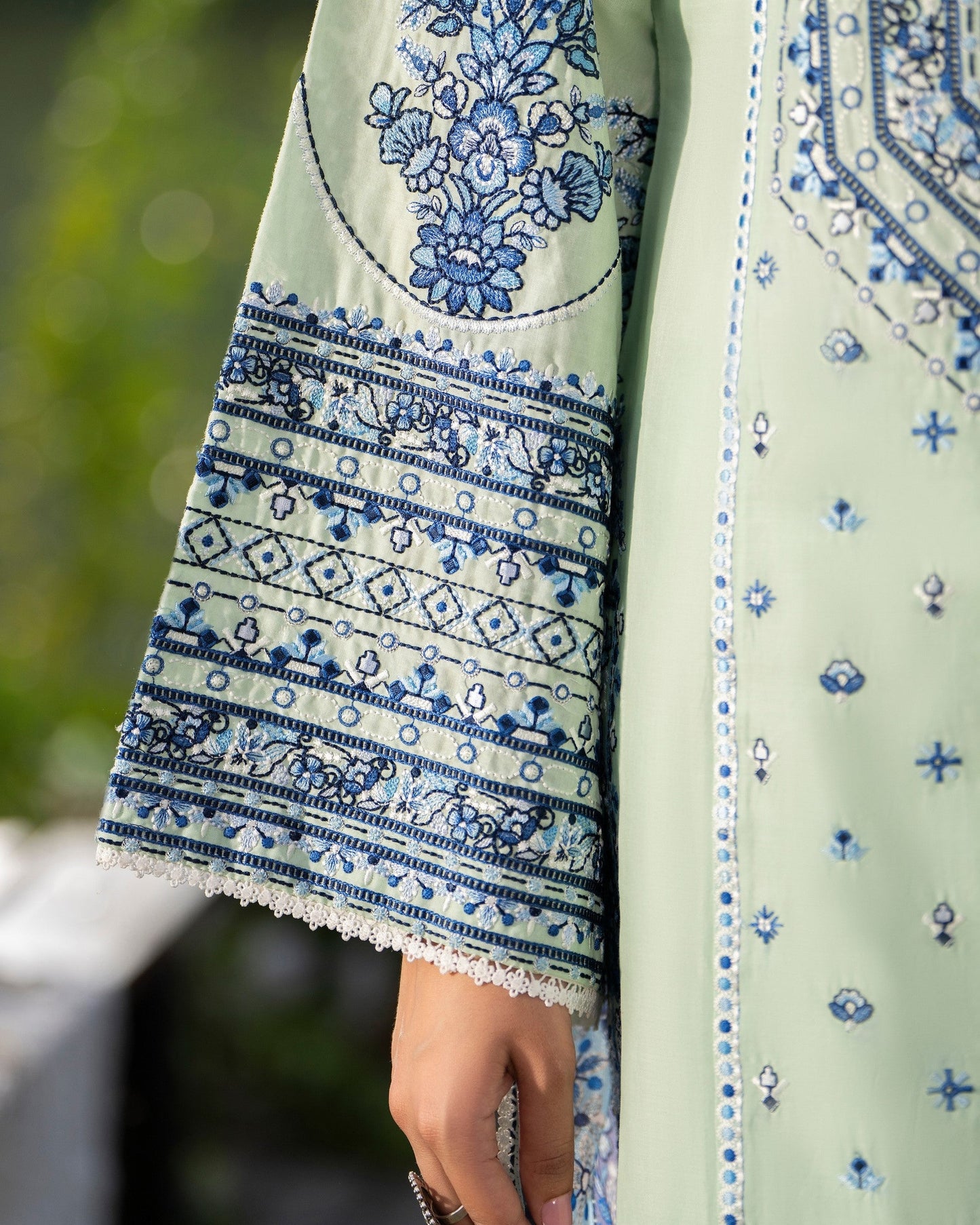 Shop Green Multi Thread Work cotton Suit Online in Sri Lanka India Australia