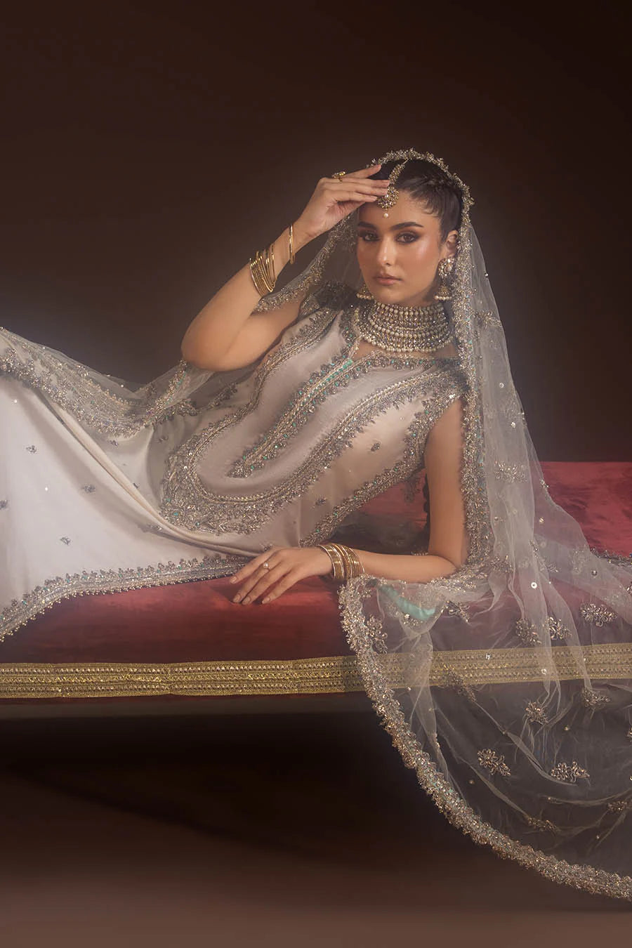 Hand Embroidered Pure Glass Silk Suit